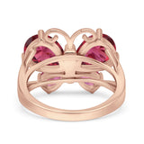 Teardrop Pear Butterfly Filigree Swirl Ring Simulated Cubic Zirconia 925 Sterling Silver Butterfly Ring