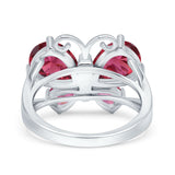 Teardrop Pear Butterfly Filigree Swirl Ring Simulated Cubic Zirconia 925 Sterling Silver Butterfly Ring