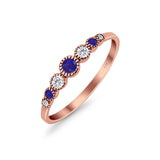 Half Eternity Band Round Simulated Blue Sapphire Cubic Zirconia 925 Sterling Silver (4mm)