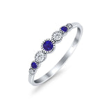 Half Eternity Band Round Simulated Blue Sapphire Cubic Zirconia 925 Sterling Silver (4mm)