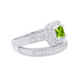 Two Piece Vintage Style Wedding Ring 925 Sterling Silver Simulated Cubic Zirconia
