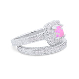 Two Piece Vintage Style Wedding Ring 925 Sterling Silver Simulated Cubic Zirconia