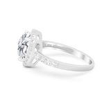 Art Deco Cushion Cut Engagement Ring Simulated Cubic Zirconia 925 Sterling Silver