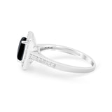 Vintage Style Emerald Cut Engagement Ring 925 Sterling Silver Simulated Cubic Zirconia