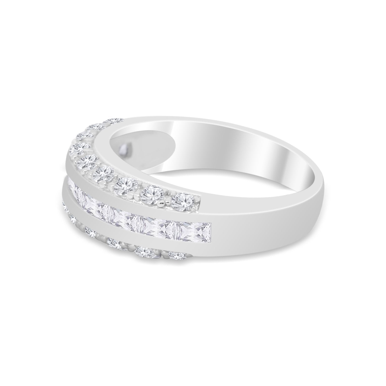 Half Eternity Wedding Band Simulated Cubic Zirconia 925 Sterling Silver