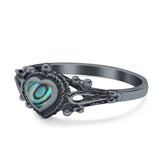 Solitaire Heart Promise Ring Solid Oxidized 925 Sterling Silver