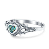 Solitaire Heart Promise Ring Solid Oxidized 925 Sterling Silver