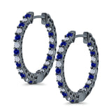 Huggie Hoop Earrings Round Simulated CZ 925 Sterling Silver (14mm)