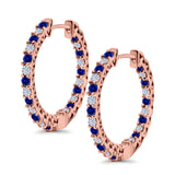 Huggie Hoop Earrings Round Simulated CZ 925 Sterling Silver (14mm)