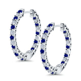 Huggie Hoop Earrings Round Simulated CZ 925 Sterling Silver (14mm)