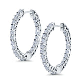 Huggie Hoop Earrings Round Simulated CZ 925 Sterling Silver (14mm)