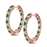 Huggie Hoop Earrings Round Simulated CZ 925 Sterling Silver (14mm)