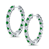 Huggie Hoop Earrings Round Simulated CZ 925 Sterling Silver (14mm)