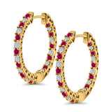 Huggie Hoop Earrings Round Simulated CZ 925 Sterling Silver (14mm)