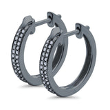 Half Eternity Hoop Earrings Round Simulated CZ 925 Sterling Silver (14mm)