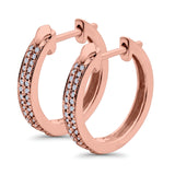 Half Eternity Hoop Earrings Round Simulated CZ 925 Sterling Silver (14mm)