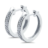 Half Eternity Hoop Earrings Round Simulated CZ 925 Sterling Silver (14mm)