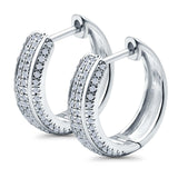 Half Eternity Hoop Earrings Round Simulated CZ 925 Sterling Silver (14mm)