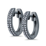 Half Eternity Hoop Earrings Round Simulated CZ 925 Sterling Silver (14mm)