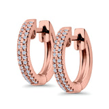 Half Eternity Hoop Earrings Round Simulated CZ 925 Sterling Silver (14mm)