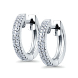 Half Eternity Hoop Earrings Round Simulated CZ 925 Sterling Silver (14mm)