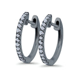 Hoop Earrings Half Eternity Round Simulated CZ 925 Sterling Silver (14mm)