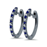 Hoop Earrings Half Eternity Round Simulated CZ 925 Sterling Silver (14mm)