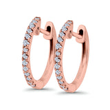 Hoop Earrings Half Eternity Round Simulated CZ 925 Sterling Silver (14mm)