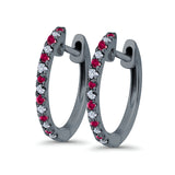 Hoop Earrings Half Eternity Round Simulated CZ 925 Sterling Silver (14mm)