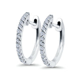 Hoop Earrings Half Eternity Round Simulated CZ 925 Sterling Silver (14mm)