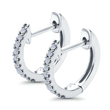 Half Eternity Hoop Earrings Round Simulated CZ 925 Sterling Silver (14mm)