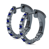 Half Eternity Huggie Hoop Earrings Round Simulated CZ 925 Sterling Silver (14mm)