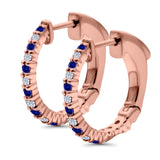 Half Eternity Huggie Hoop Earrings Round Simulated CZ 925 Sterling Silver (14mm)