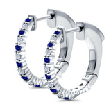 Half Eternity Huggie Hoop Earrings Round Simulated CZ 925 Sterling Silver (14mm)