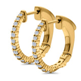 Half Eternity Huggie Hoop Earrings Round Simulated CZ 925 Sterling Silver (14mm)