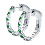 Half Eternity Huggie Hoop Earrings Round Simulated CZ 925 Sterling Silver (14mm)