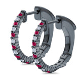 Half Eternity Huggie Hoop Earrings Round Simulated CZ 925 Sterling Silver (14mm)