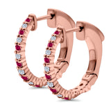 Half Eternity Huggie Hoop Earrings Round Simulated CZ 925 Sterling Silver (14mm)