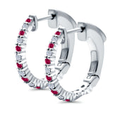 Half Eternity Huggie Hoop Earrings Round Simulated CZ 925 Sterling Silver (14mm)