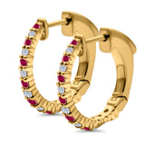 Half Eternity Huggie Hoop Earrings Round Simulated CZ 925 Sterling Silver (14mm)