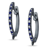 Half Eternity Hoop Earrings Round Simulated CZ 925 Sterling Silver (14mm)