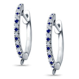 Half Eternity Hoop Earrings Round Simulated CZ 925 Sterling Silver (14mm)