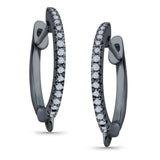 Half Eternity Hoop Earrings Round Simulated CZ 925 Sterling Silver (14mm)