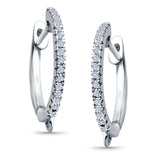 Half Eternity Hoop Earrings Round Simulated CZ 925 Sterling Silver (14mm)