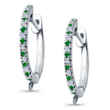 Half Eternity Hoop Earrings Round Simulated CZ 925 Sterling Silver (14mm)