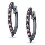 Half Eternity Hoop Earrings Round Simulated CZ 925 Sterling Silver (14mm)