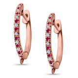 Half Eternity Hoop Earrings Round Simulated CZ 925 Sterling Silver (14mm)