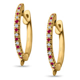 Half Eternity Hoop Earrings Round Simulated CZ 925 Sterling Silver (14mm)