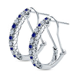 Half Eternity Heart Huggie Hoop Earrings Round Simulated CZ 925 Sterling Silver (18mm)