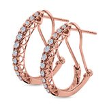Half Eternity Heart Huggie Hoop Earrings Round Simulated CZ 925 Sterling Silver (18mm)